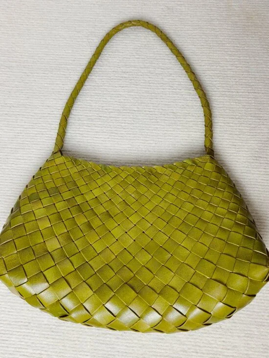 Dragon Diffusion Bamboo Green Woven Leather Baguette Bag - Picture 4 of 12